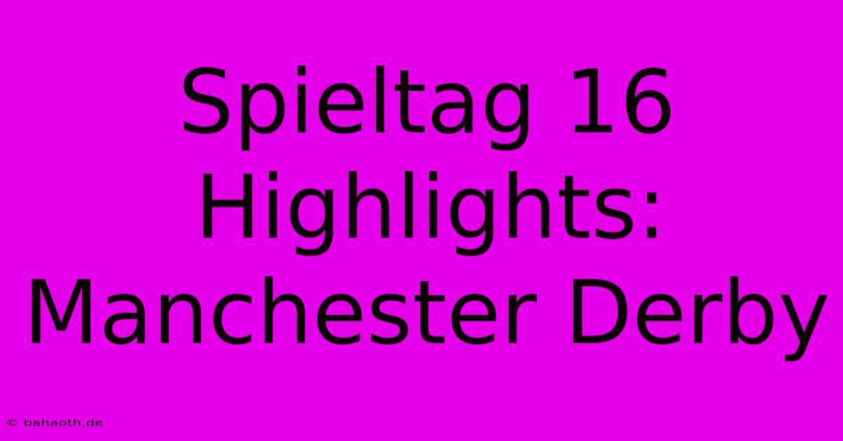 Spieltag 16 Highlights: Manchester Derby