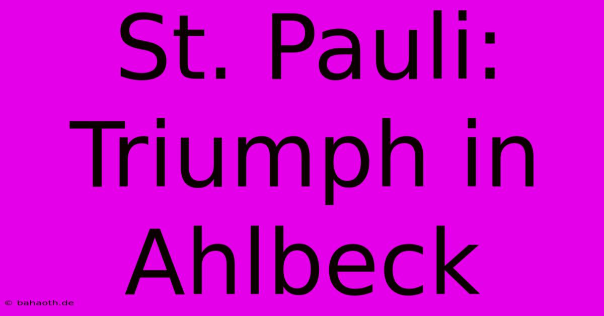 St. Pauli: Triumph In Ahlbeck