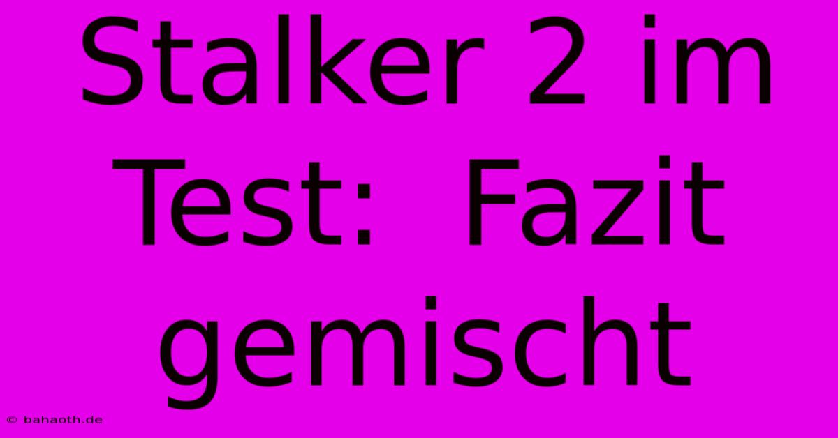 Stalker 2 Im Test:  Fazit Gemischt