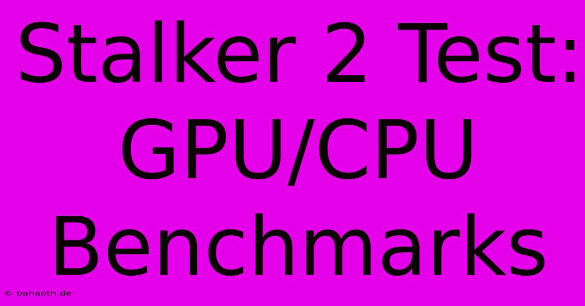 Stalker 2 Test: GPU/CPU Benchmarks