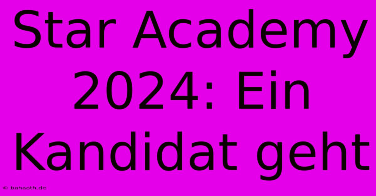 Star Academy 2024: Ein Kandidat Geht