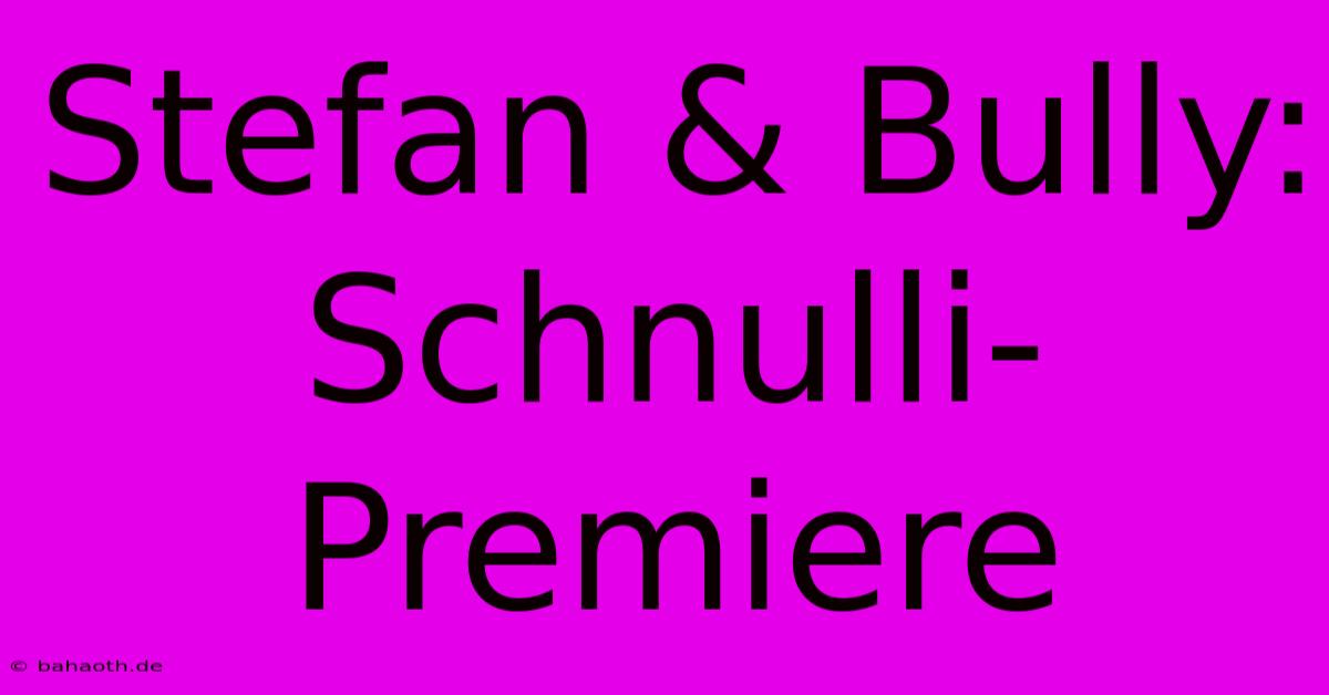 Stefan & Bully:  Schnulli-Premiere