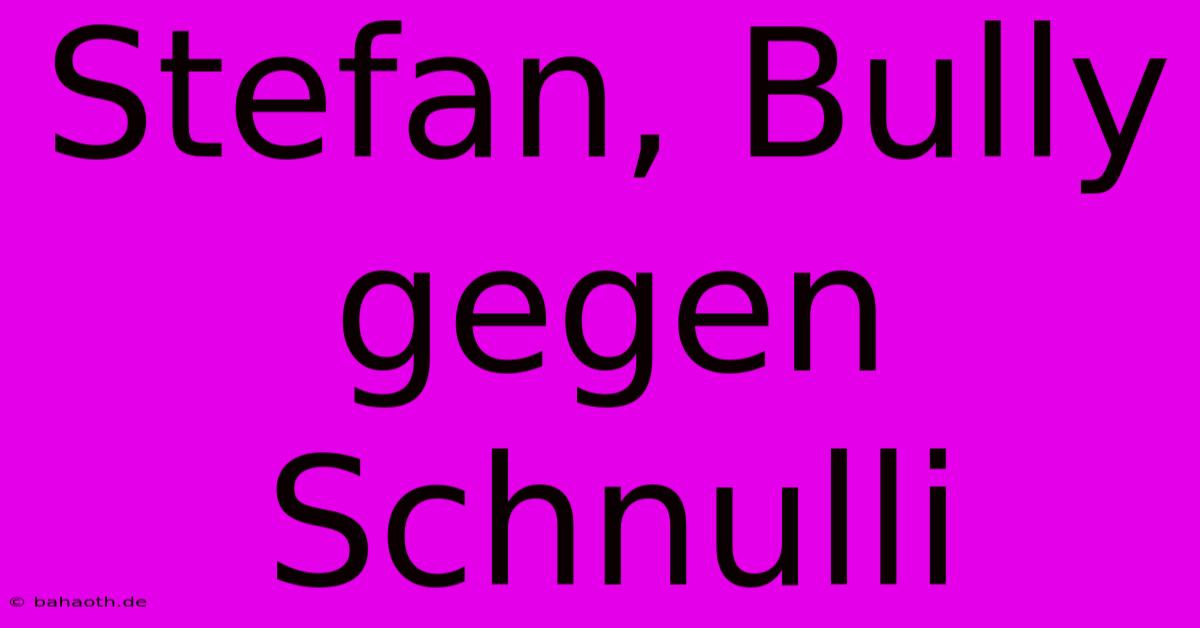 Stefan, Bully Gegen Schnulli