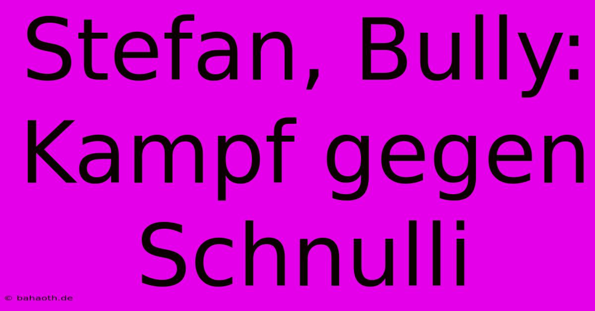 Stefan, Bully: Kampf Gegen Schnulli