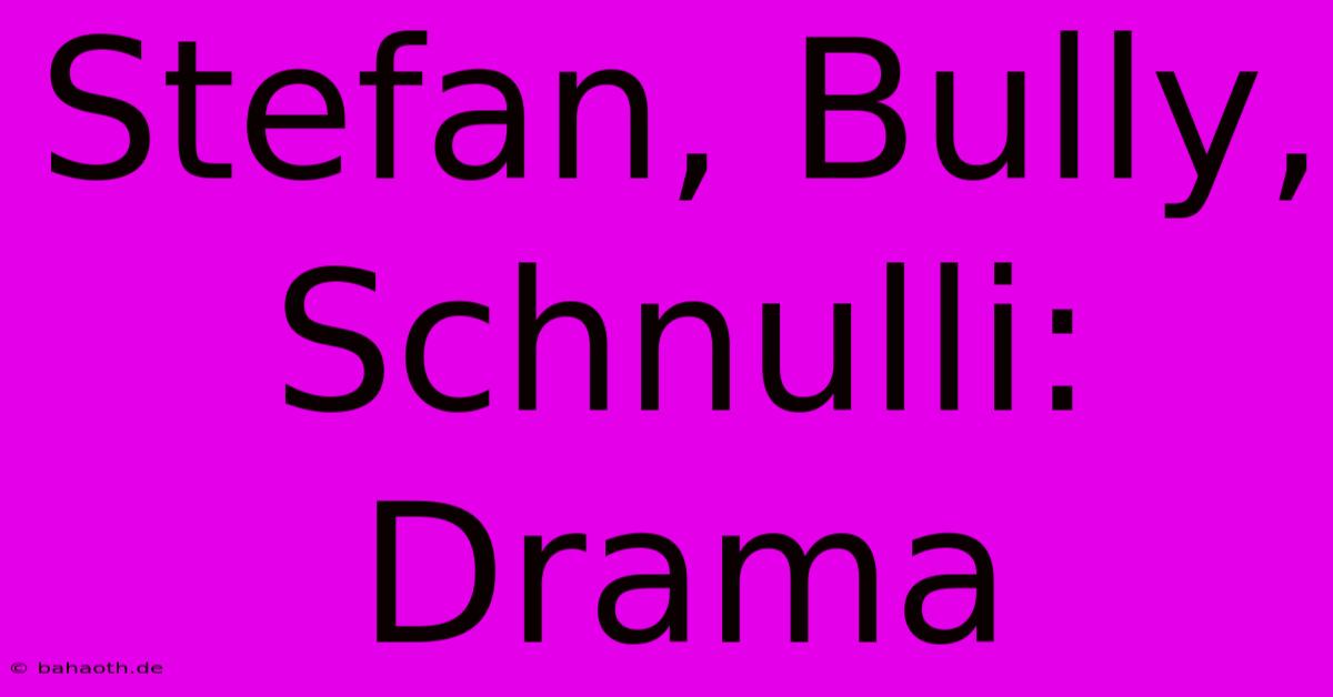 Stefan, Bully, Schnulli: Drama