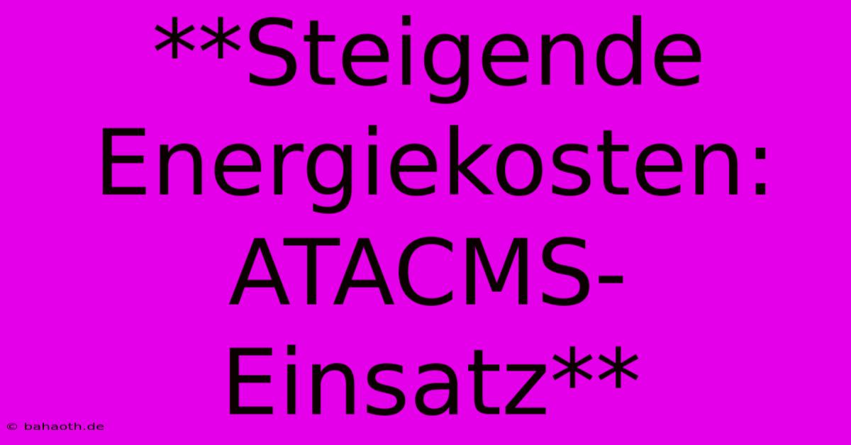 **Steigende Energiekosten: ATACMS-Einsatz**