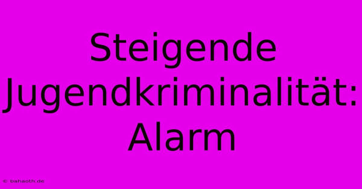 Steigende Jugendkriminalität: Alarm