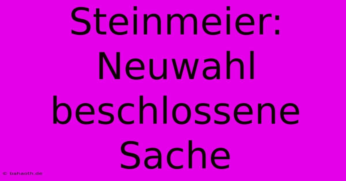 Steinmeier: Neuwahl Beschlossene Sache