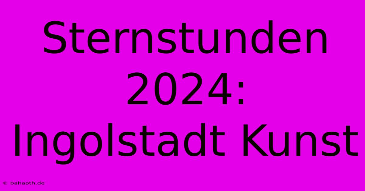 Sternstunden 2024: Ingolstadt Kunst