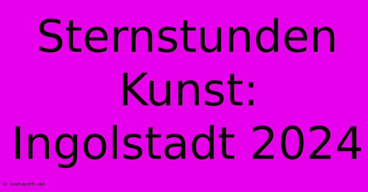 Sternstunden Kunst: Ingolstadt 2024