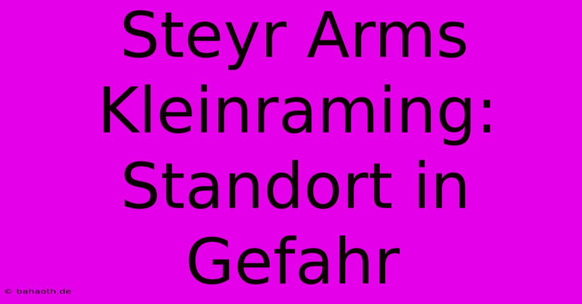 Steyr Arms Kleinraming: Standort In Gefahr