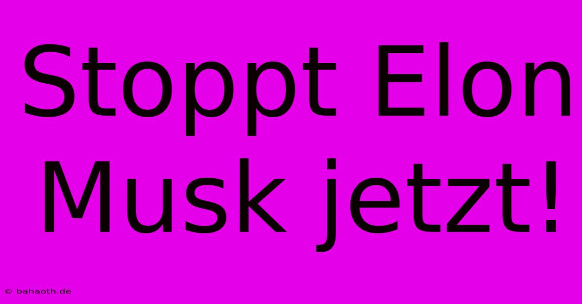 Stoppt Elon Musk Jetzt!