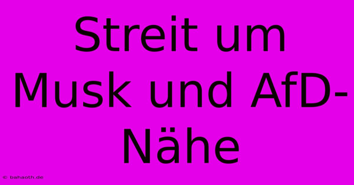 Streit Um Musk Und AfD-Nähe