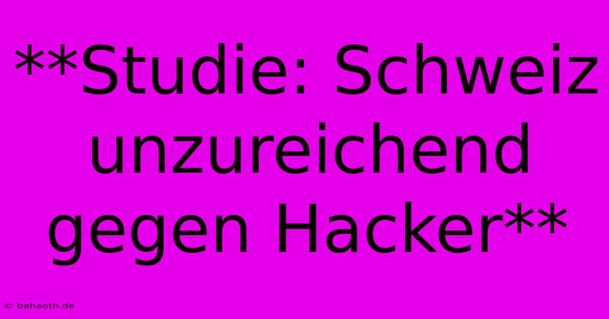 **Studie: Schweiz Unzureichend Gegen Hacker**