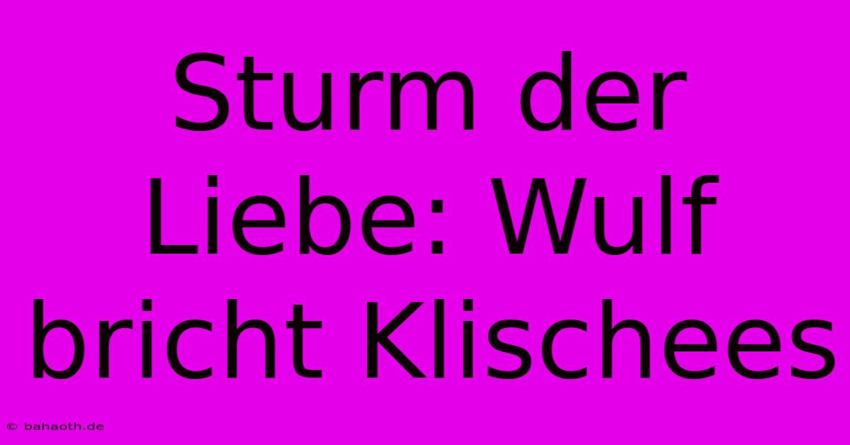 Sturm Der Liebe: Wulf Bricht Klischees