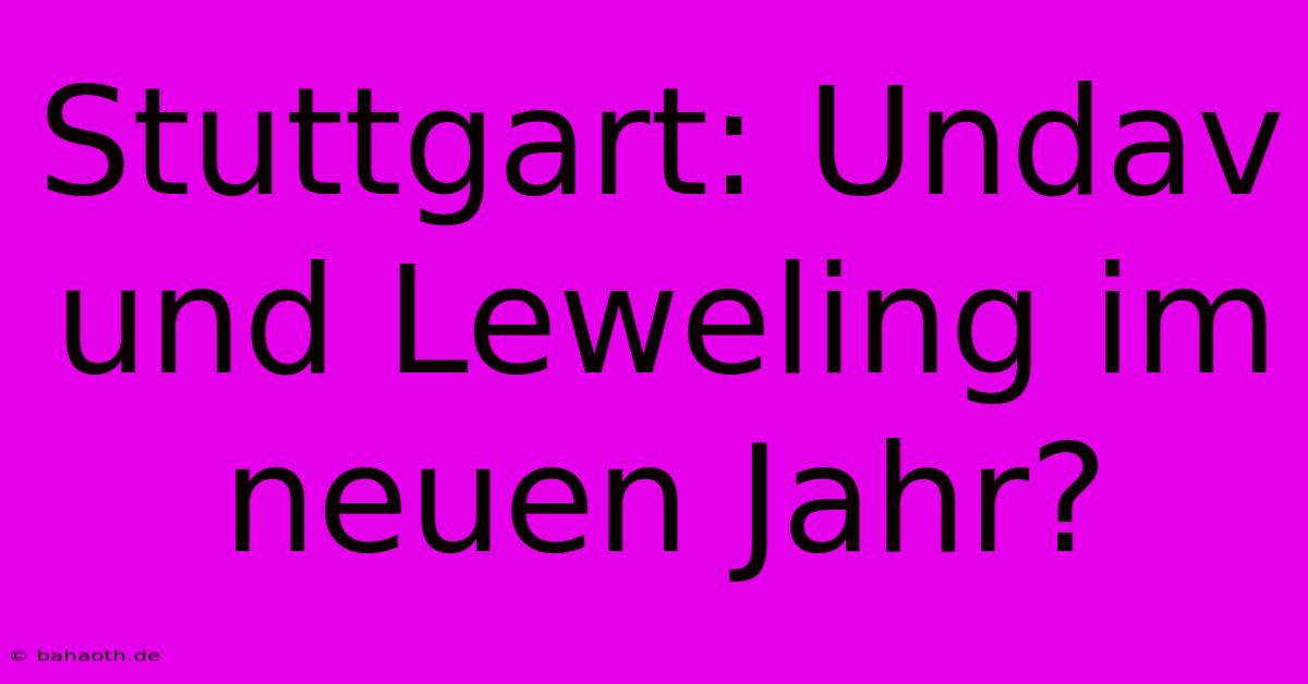 Stuttgart: Undav Und Leweling Im Neuen Jahr?