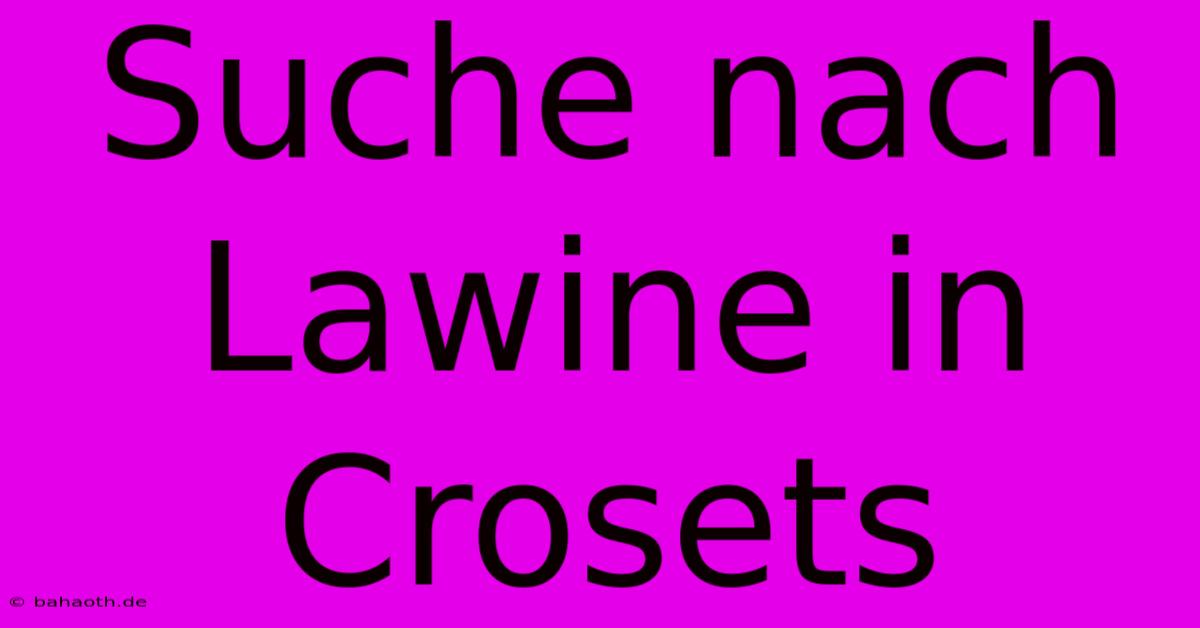 Suche Nach Lawine In Crosets