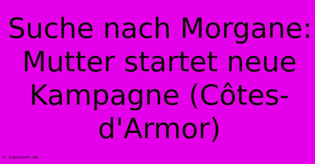 Suche Nach Morgane: Mutter Startet Neue Kampagne (Côtes-d'Armor)