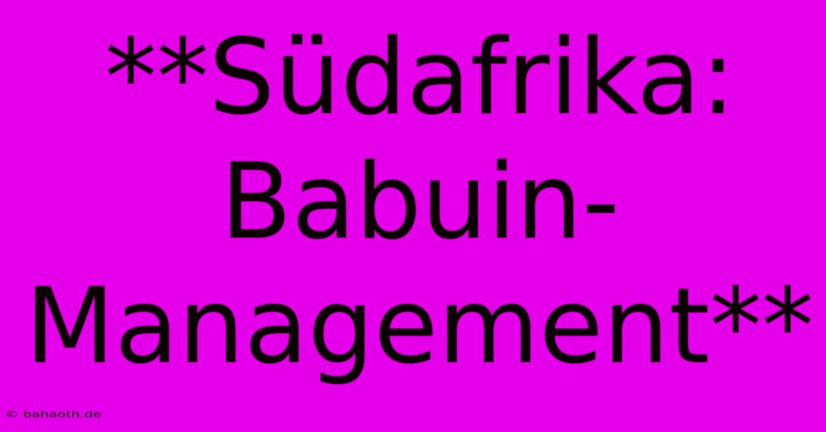 **Südafrika: Babuin-Management**