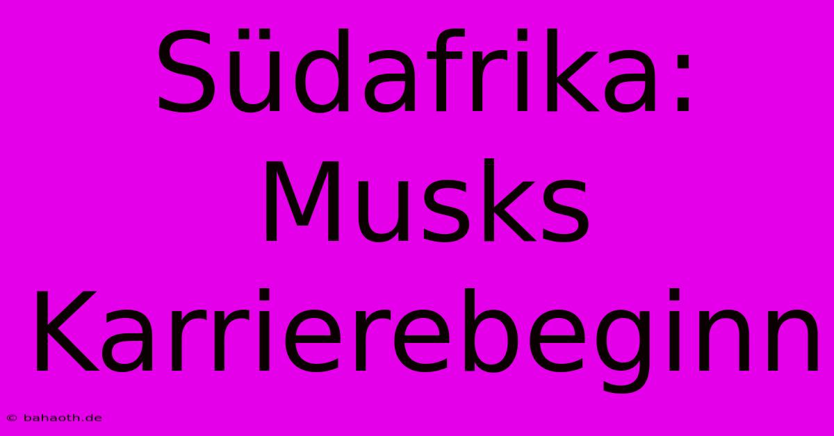 Südafrika: Musks Karrierebeginn