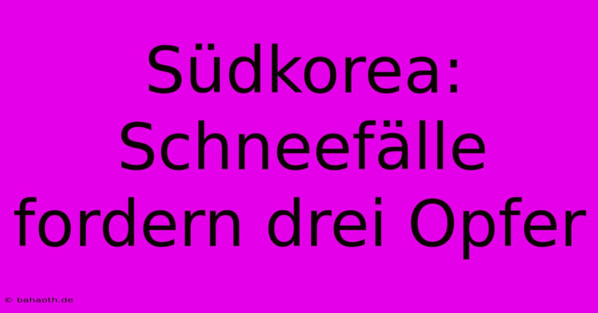 Südkorea: Schneefälle Fordern Drei Opfer