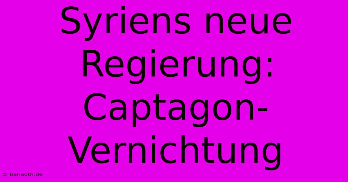 Syriens Neue Regierung: Captagon-Vernichtung