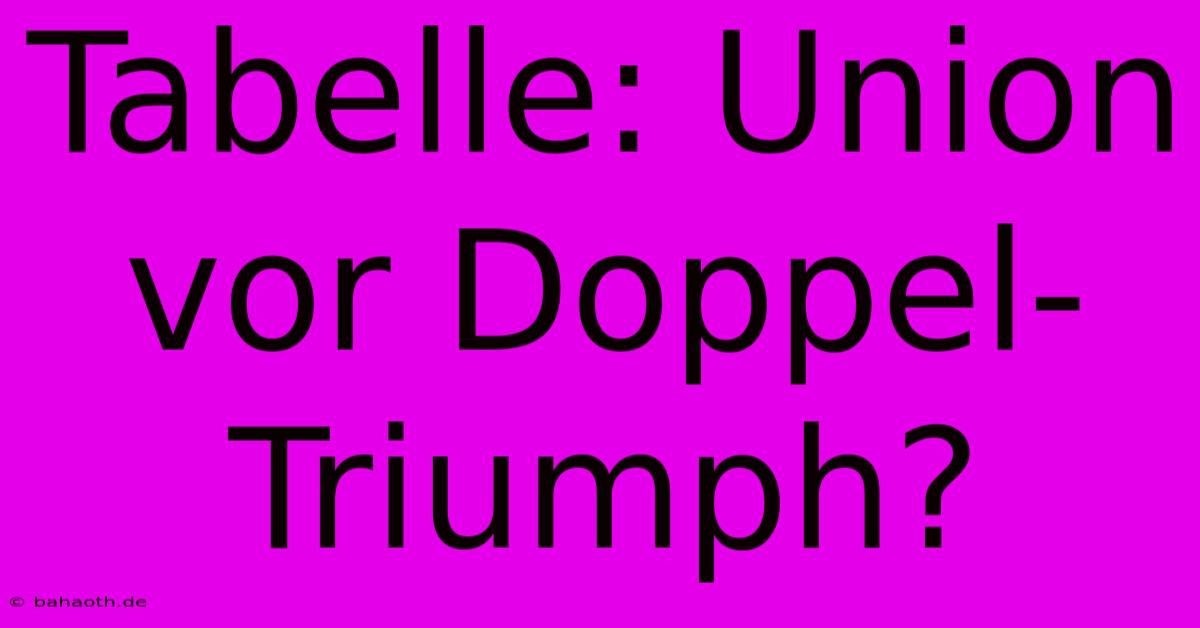 Tabelle: Union Vor Doppel-Triumph?