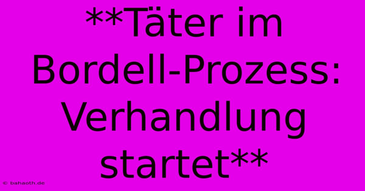 **Täter Im Bordell-Prozess:  Verhandlung Startet**