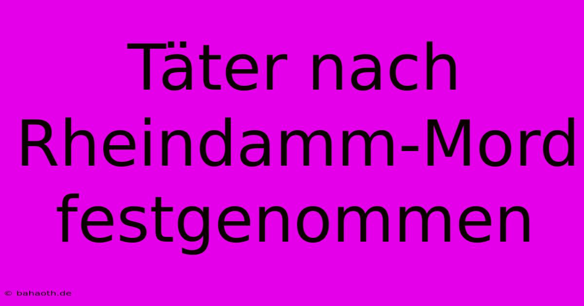 Täter Nach Rheindamm-Mord Festgenommen