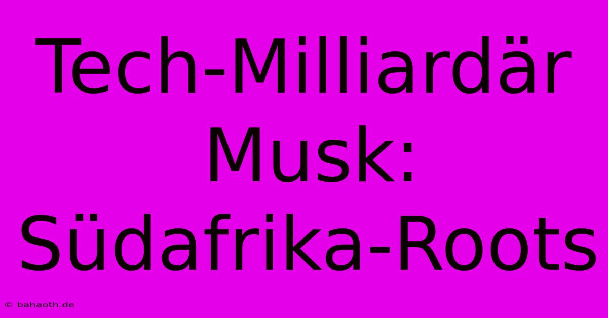 Tech-Milliardär Musk: Südafrika-Roots