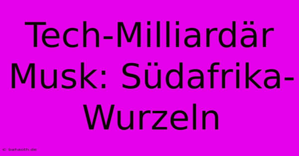 Tech-Milliardär Musk: Südafrika-Wurzeln