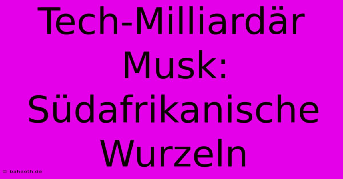 Tech-Milliardär Musk: Südafrikanische Wurzeln