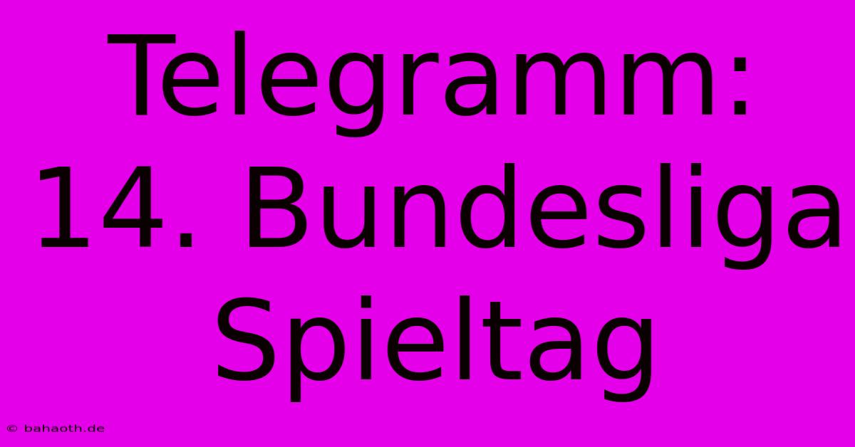 Telegramm: 14. Bundesliga Spieltag