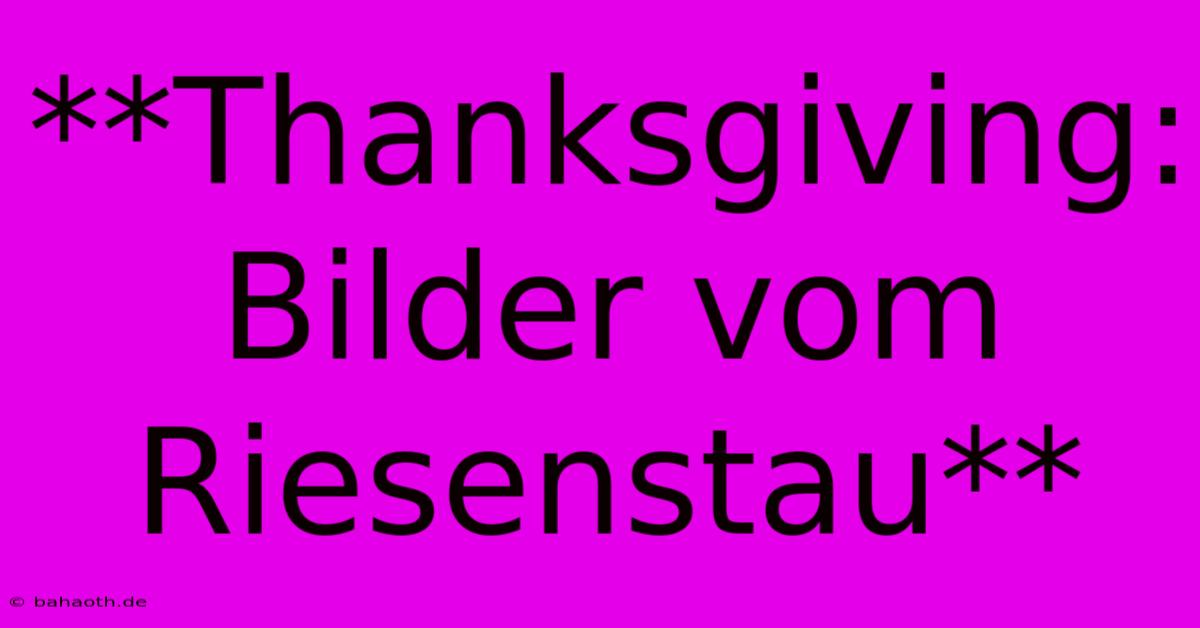 **Thanksgiving: Bilder Vom Riesenstau**