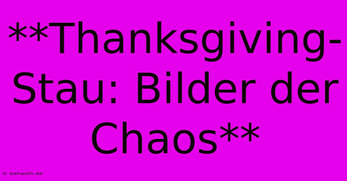 **Thanksgiving-Stau: Bilder Der Chaos**