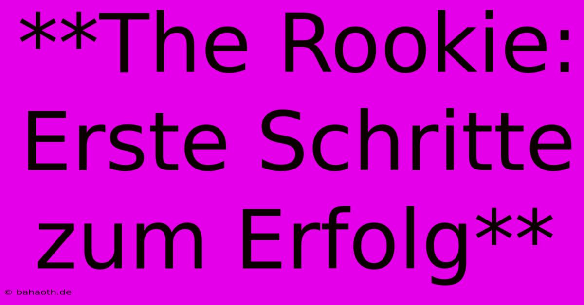 **The Rookie:  Erste Schritte Zum Erfolg**