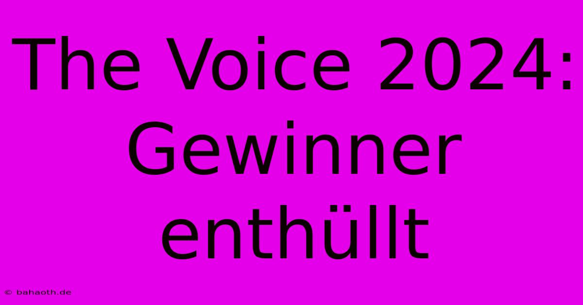 The Voice 2024: Gewinner Enthüllt