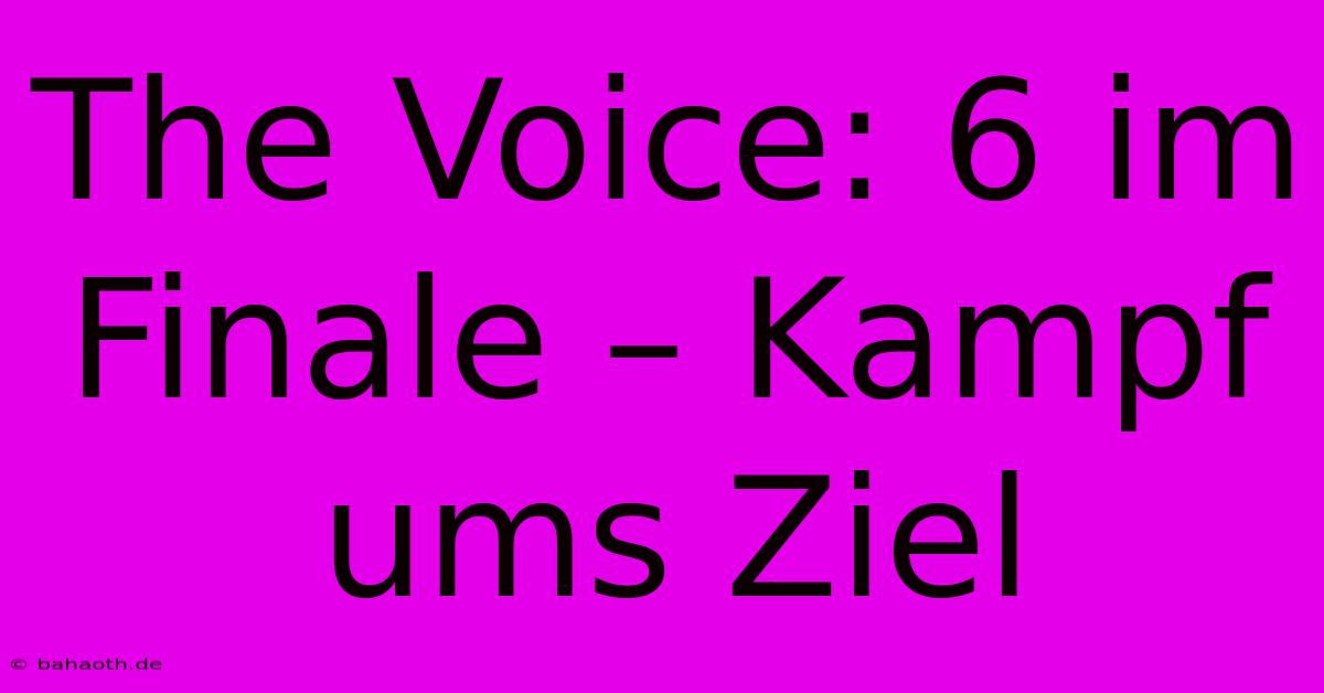 The Voice: 6 Im Finale – Kampf Ums Ziel