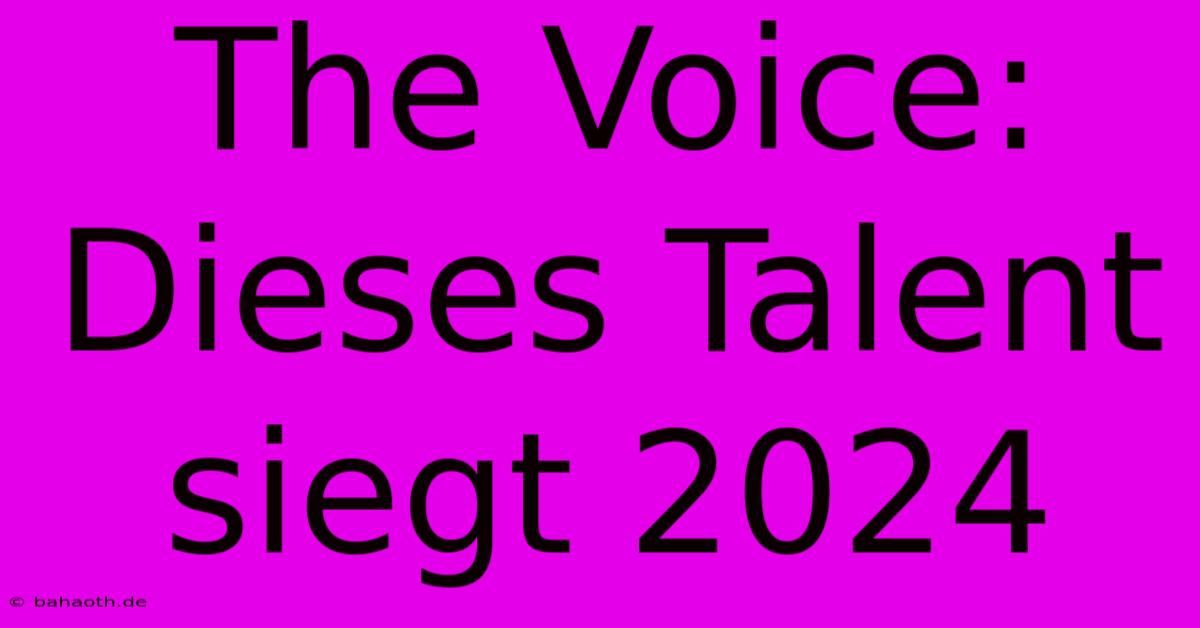 The Voice: Dieses Talent Siegt 2024