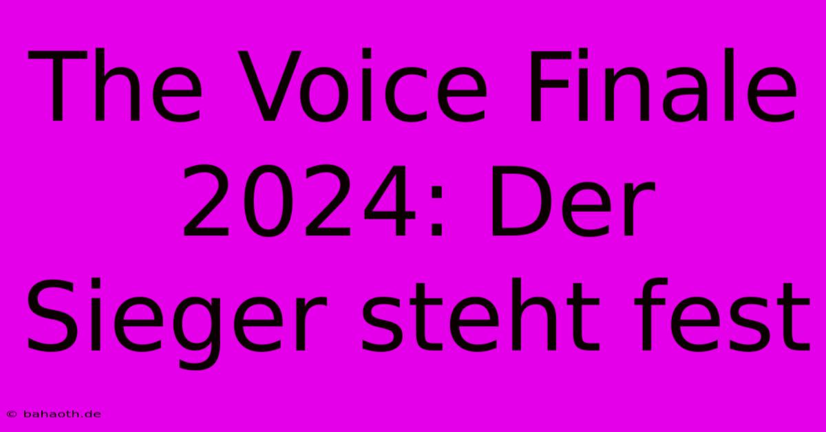 The Voice Finale 2024: Der Sieger Steht Fest