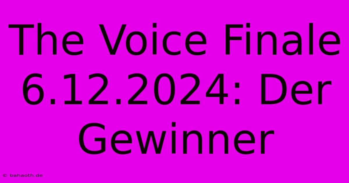 The Voice Finale 6.12.2024: Der Gewinner