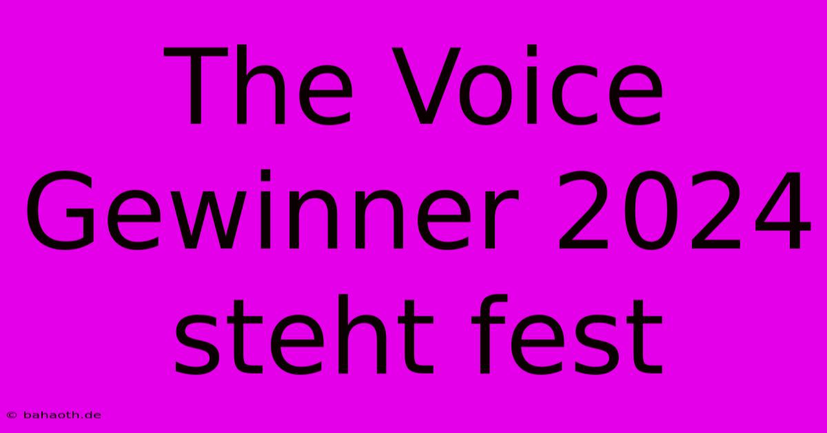 The Voice Gewinner 2024 Steht Fest