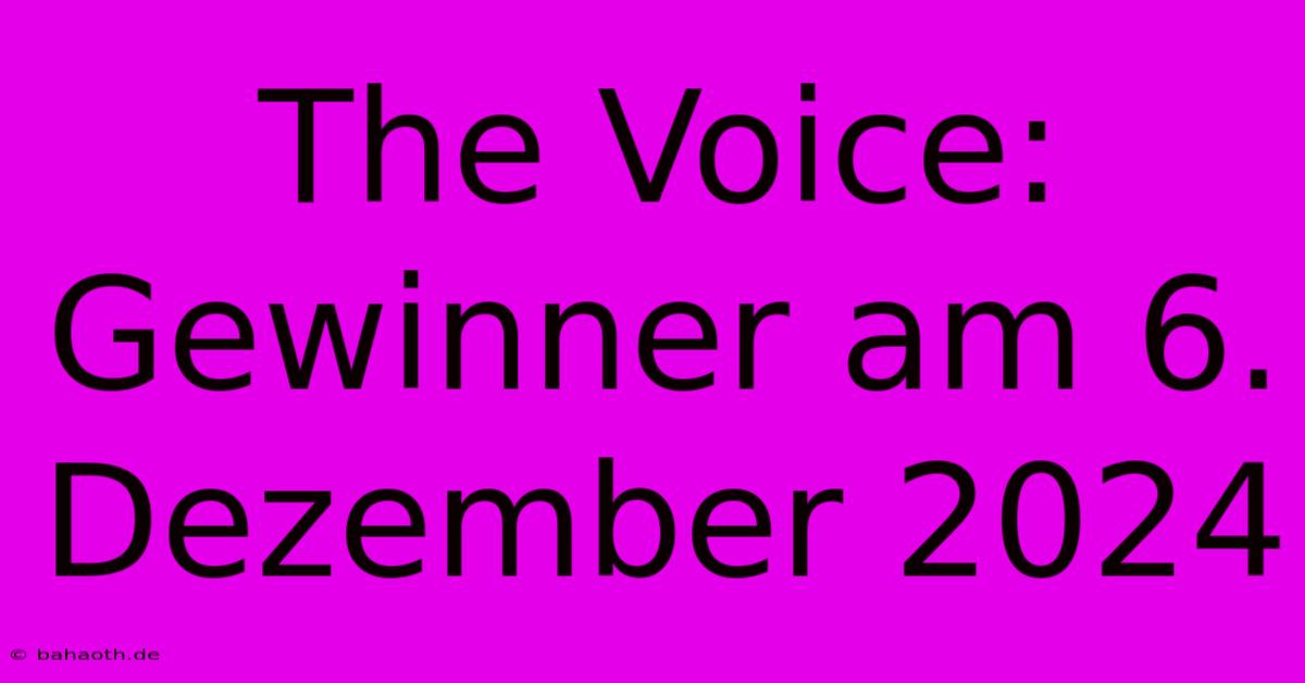 The Voice: Gewinner Am 6. Dezember 2024