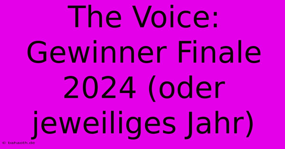 The Voice:  Gewinner Finale 2024 (oder Jeweiliges Jahr)