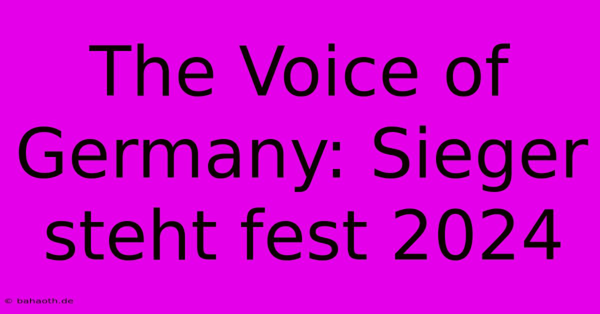 The Voice Of Germany: Sieger Steht Fest 2024