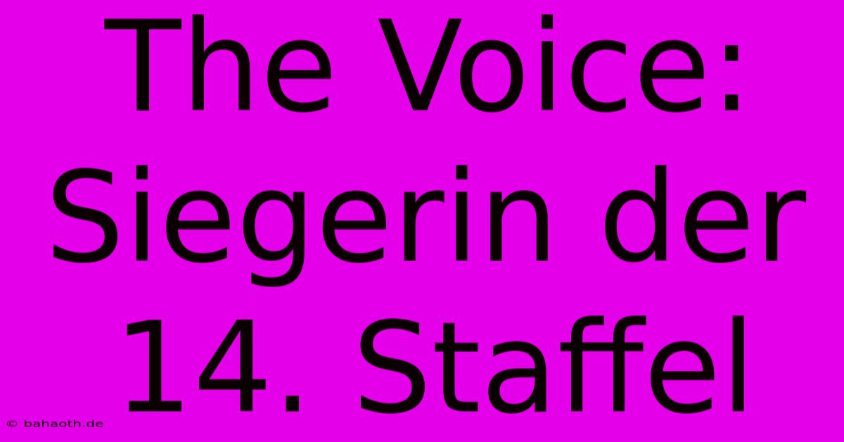 The Voice:  Siegerin Der 14. Staffel