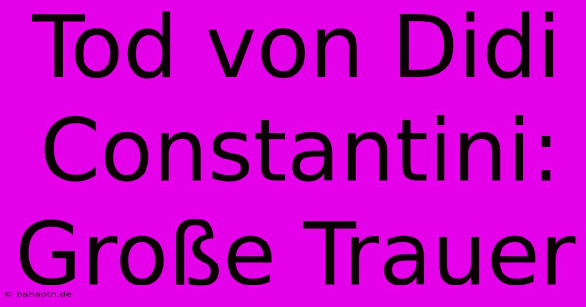 Tod Von Didi Constantini: Große Trauer