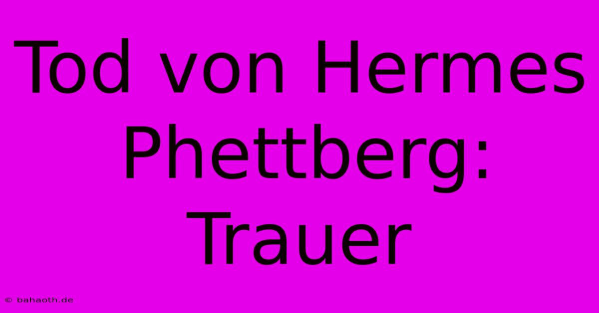 Tod Von Hermes Phettberg: Trauer