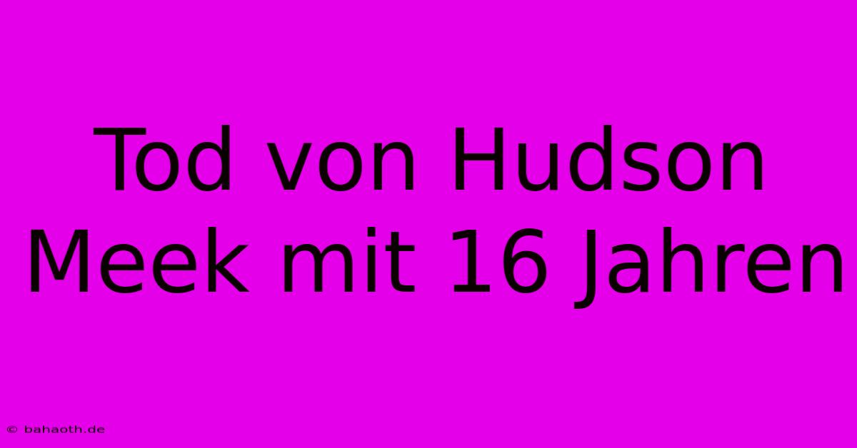 Tod Von Hudson Meek Mit 16 Jahren