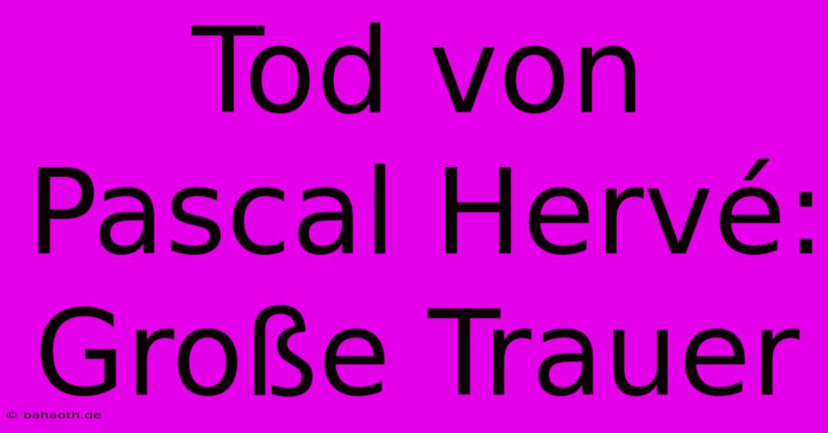 Tod Von Pascal Hervé:  Große Trauer